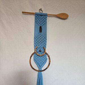 Blue Macramé Kitchen Towel Holder